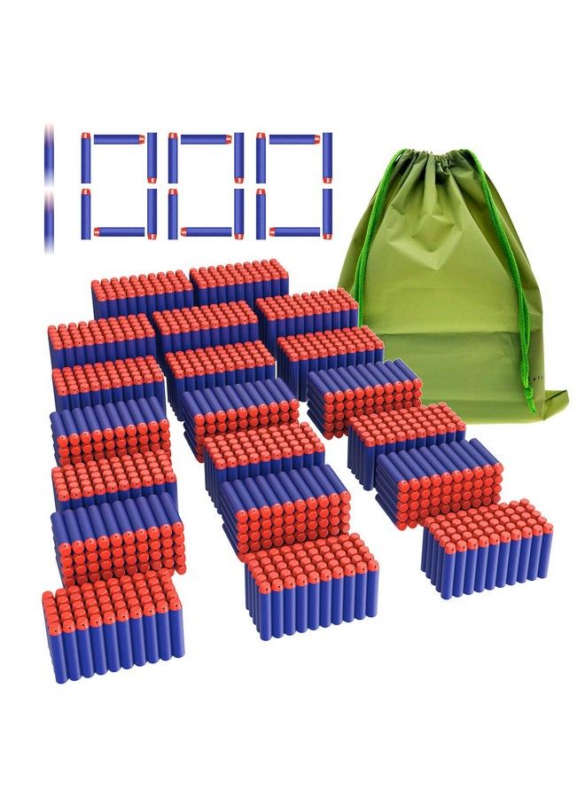 Coodoo Compatible Darts 1000 Pcs Refill Pack Bullets For Nerf N Strike Elite Series Blasters Toy Gun Blue With Storage Bag