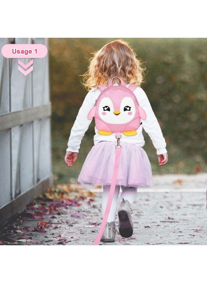Toddler Harness Backpack Leash Cute Penguin Kid Backpacks With Anti Lost Wrist Link Mini Child Backpack Wristband Tether Strap And Protection Leashes Travel Bag Harness Rein For Baby Girls