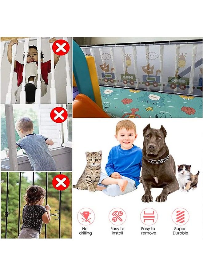 3M*0.8M Safety Banister Guards For Baby With With 40 Nylon Zip Ties Thicken Polyester Baby Staircase Rail Guard And Balcony Safety Net For Indoor Outdoor Patios Or Balcony Use