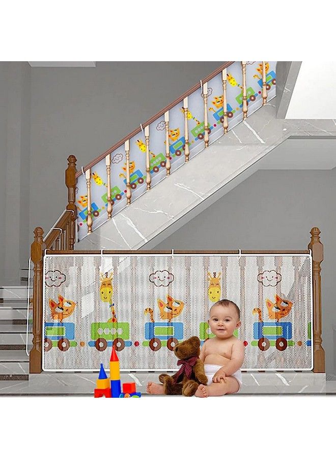 3M*0.8M Safety Banister Guards For Baby With With 40 Nylon Zip Ties Thicken Polyester Baby Staircase Rail Guard And Balcony Safety Net For Indoor Outdoor Patios Or Balcony Use