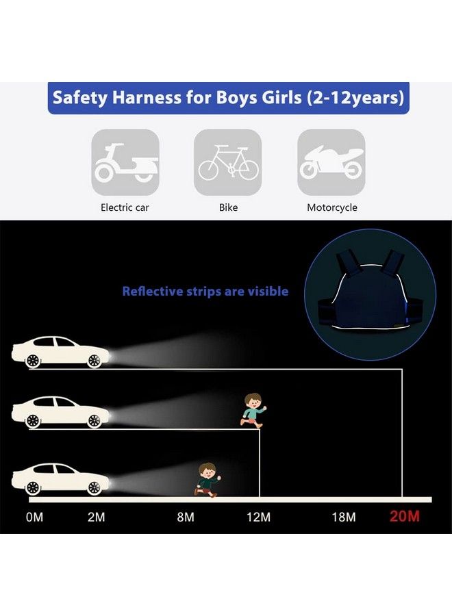 Kids Safety Belt For Two Wheeler With Reflective Strips Portable Seat Belt Children Motorcycle Harness For Motorcycle Bike Adjustable Safety Harness For Boys Girls (212Years)