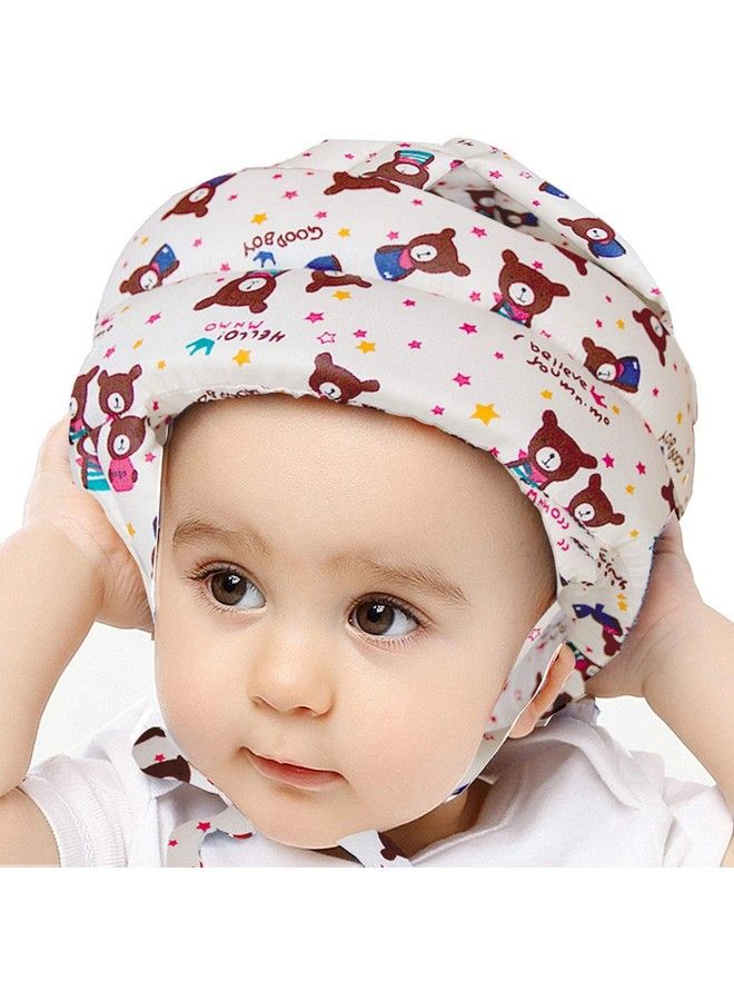 Baby Head Protector Adjustable Size Baby Learn To Walk Or Run Soft Safety Helmet Infant Antifall Anticollisionfor Baby Months~5 Years Old (Beige Bear)