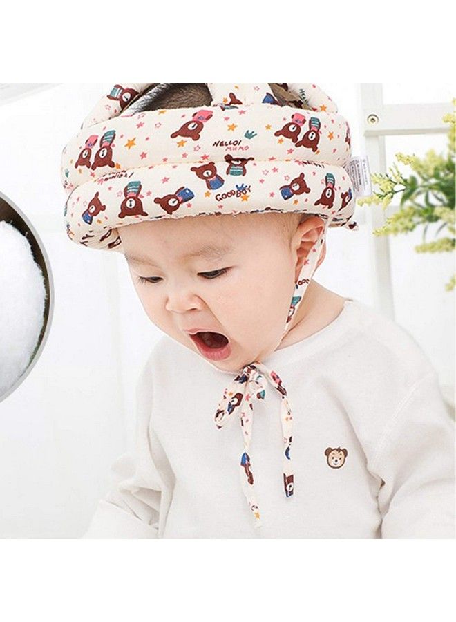 Baby Head Protector Adjustable Size Baby Learn To Walk Or Run Soft Safety Helmet Infant Antifall Anticollisionfor Baby Months~5 Years Old (Beige Bear)