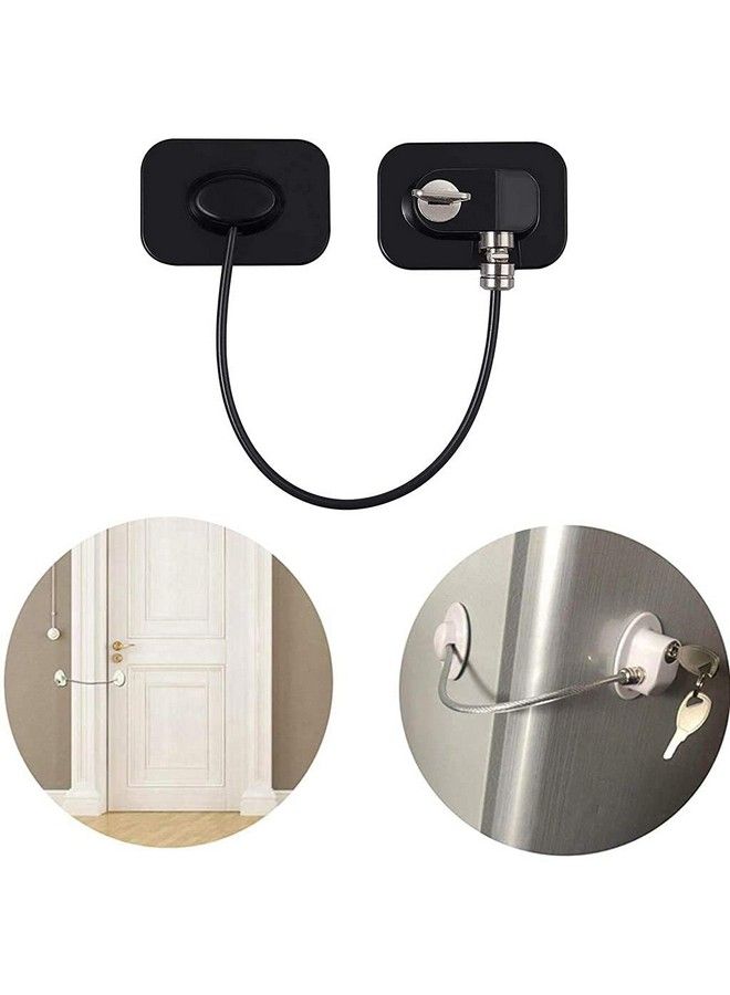 1Pcs Refrigerator Lock Freezer Door Lock Cabinet Lock Strong Adhesive Lock Window Door Restrictor Cable For Baby Toddler Child Safety Device (White) (Multicolourblack)