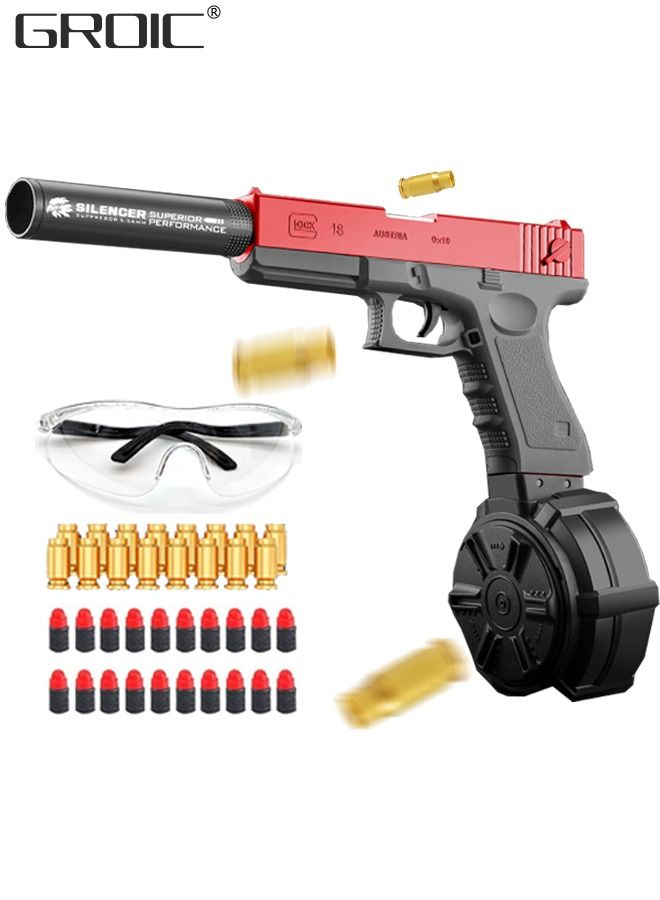 Soft Bullet Toy Guns, Glock Continuous Shell Throwing Soft Gun Toy, Toy Foam Blasting Gun, Shooting Games Machine Gun Toys Pistol Toys for Kids Soft Bullet Gun with Eva Soft Bullet, Goggles