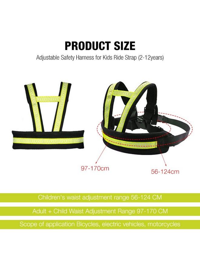 Kids Safety Belt For Two Wheeler With Reflective Strips Portable Seat Belt Children Motorcycle Harness For Motorcycle Bike Adjustable Safety Harness For Kids Ride Strap (212Years)