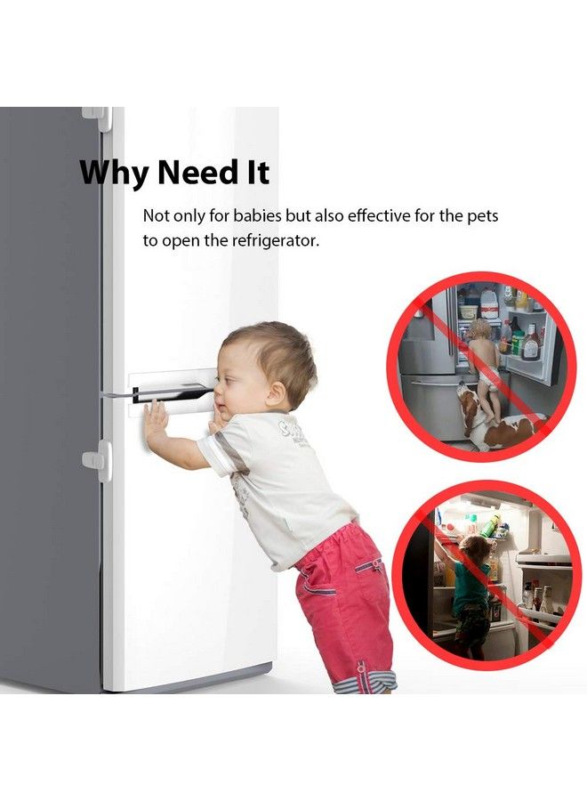 Home Refrigerator Fridge Freezer Door Lock Latch Catch Toddler Kids Child Cabinet Locks Baby Safety Child Lock Easy To Install And Use 3M Adhesive No Tools Need Or Drill (White)