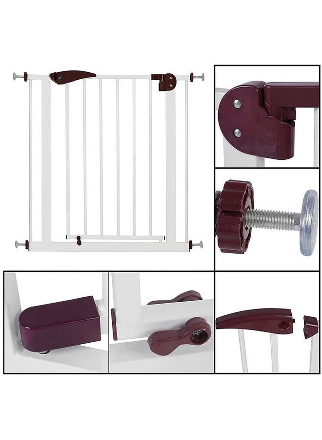 Pure Metal Baby Safety Gate (7585 Cm) Adjustable 2 Way Auto Close Barrier For Stairs Door And Hallways Dog Pet Barrier Fencebrown