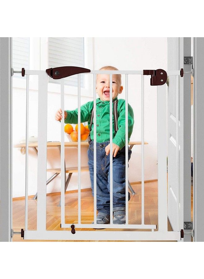 Pure Metal Baby Safety Gate (7585 Cm) Adjustable 2 Way Auto Close Barrier For Stairs Door And Hallways Dog Pet Barrier Fencebrown