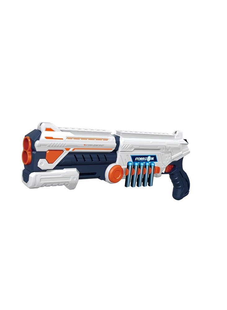 BAYBEE Foam Blaster Kids Gun Toy With 12x Bullets and 4x Shot Bullets 48x19x16cm 12 Round Ammo Gun Toys For Kids 4 5 6 7 8 9 Years Old  and Up - White