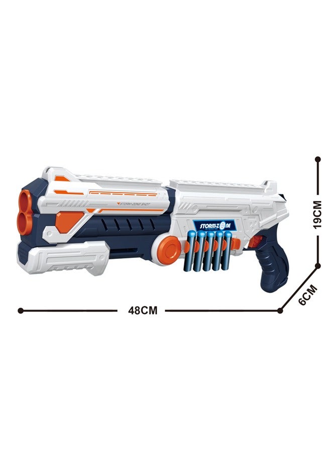 BAYBEE Foam Blaster Kids Gun Toy With 12x Bullets and 4x Shot Bullets 48x19x16cm 12 Round Ammo Gun Toys For Kids 4 5 6 7 8 9 Years Old  and Up - White
