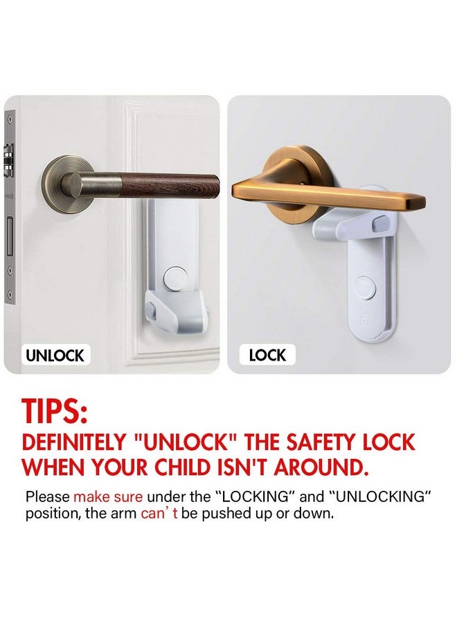 Childproof Door Lever Lock Baby Safety Door Handle Lock Easy To Install And Use 3M Vhb Adhesive No Tools Need Or Drill (White 2 Pack)