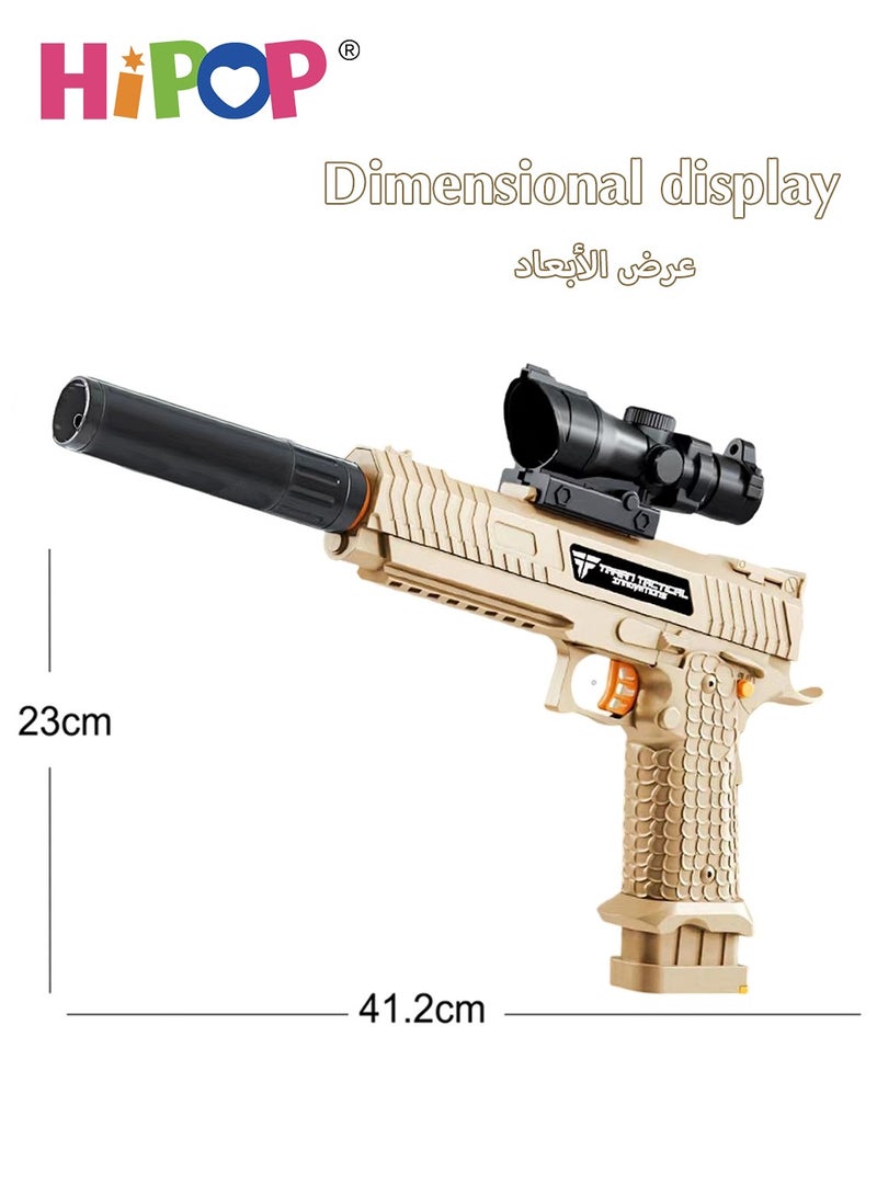 Electric Toys Gun with Sensing Flame Effect,Gel Ball Blaster Gun Toy with Safe Flame Muzzle Silencer,Manual and Electric Dual Mode,Kids Safe Pistol Toy