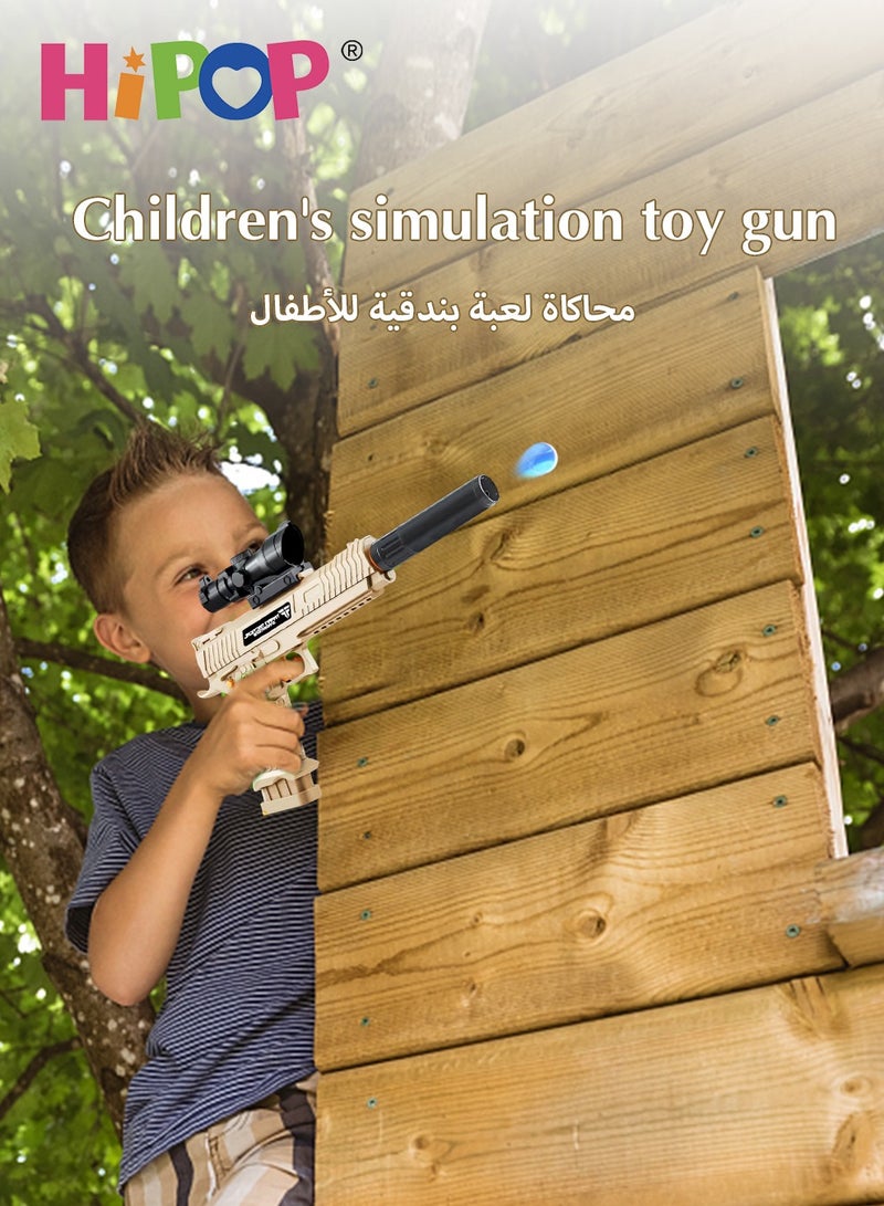 Electric Toys Gun with Sensing Flame Effect,Gel Ball Blaster Gun Toy with Safe Flame Muzzle Silencer,Manual and Electric Dual Mode,Kids Safe Pistol Toy