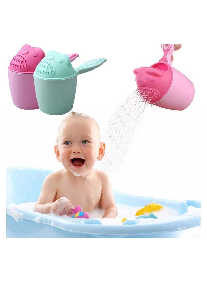 Baby Bath Rinse Cup Shampoo Rinser Shower Sprinkler Spoon Bathroom Accessories for Tub Wash Cups with Dippers Handle 2 Pcs