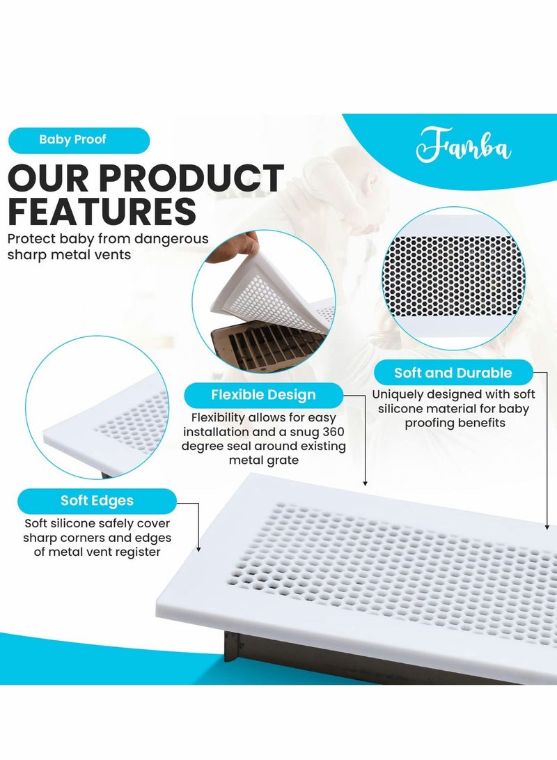 Baby Proofing Vent Cover for Home Floor Soft Silicone Child Proof Air Catches Small Items Prevents Creepy Crawlies, Safety Product Fits Registers