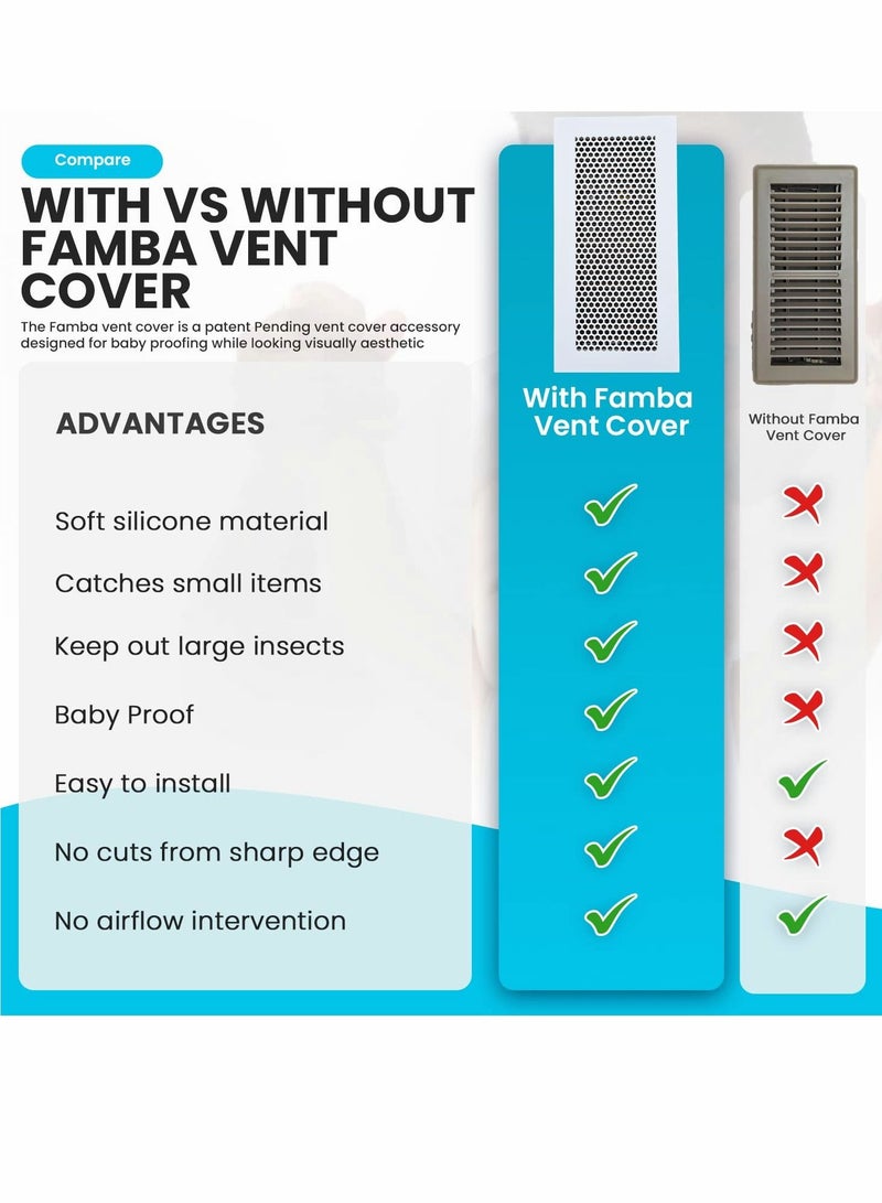 Baby Proofing Vent Cover for Home Floor Soft Silicone Child Proof Air Catches Small Items Prevents Creepy Crawlies, Safety Product Fits Registers