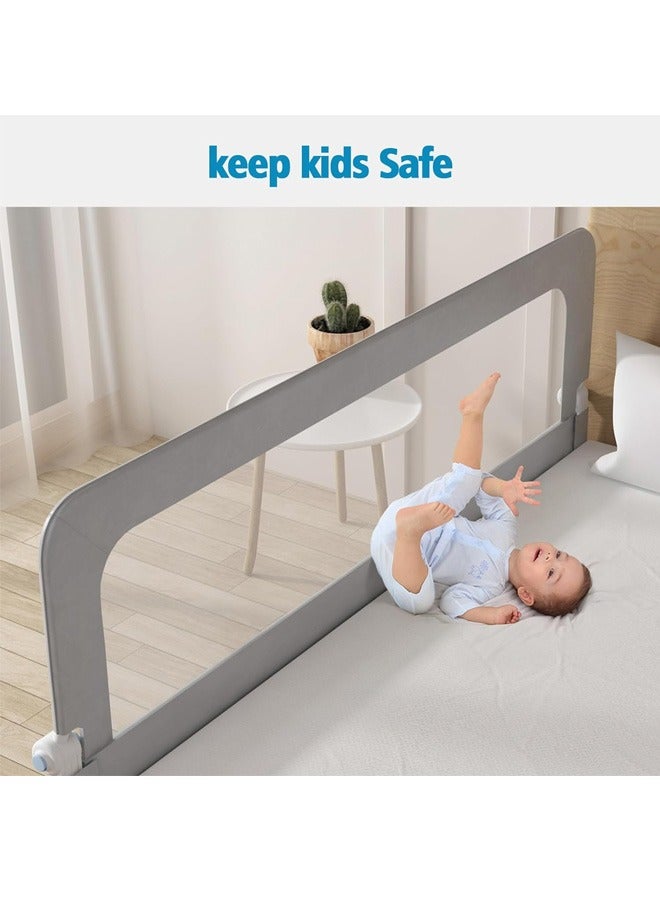 Foldable Crib Bed Rail Guard Upgraded Child Guardrail Designed for Single Bed and Double Bed  Height Adjustable Comfortable Safety One-Piece Fence