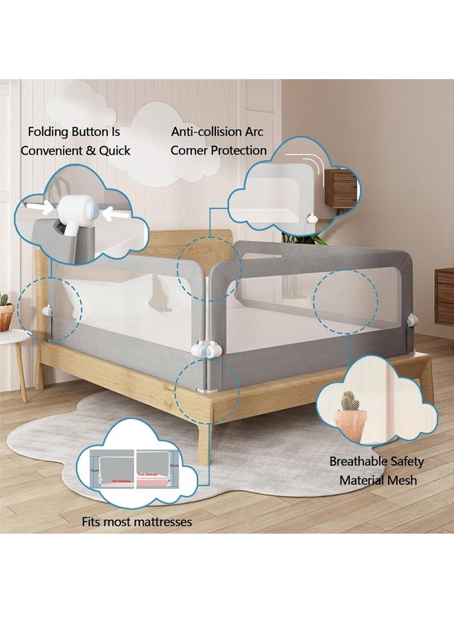 Foldable Crib Bed Rail Guard Upgraded Child Guardrail Designed for Single Bed and Double Bed  Height Adjustable Comfortable Safety One-Piece Fence