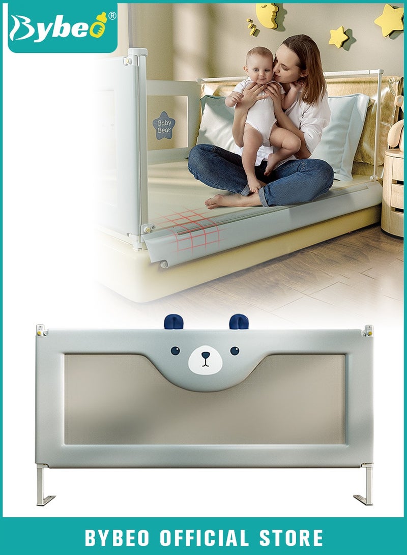 Baby Bed Rails Guard, Collapsible Baby Side Bed Rail, Kids' Safety Bed Fence, Upgraded Barrier, Foldable Safeguard for Queen King Twin Bed, with Adjustable Height, 150cm