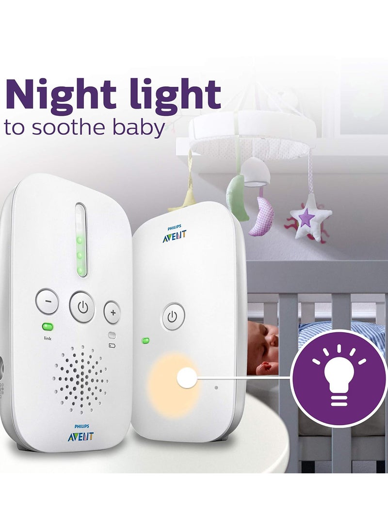 DECT Baby FHSS Audio Monitor With Crystal Clear Sound - White