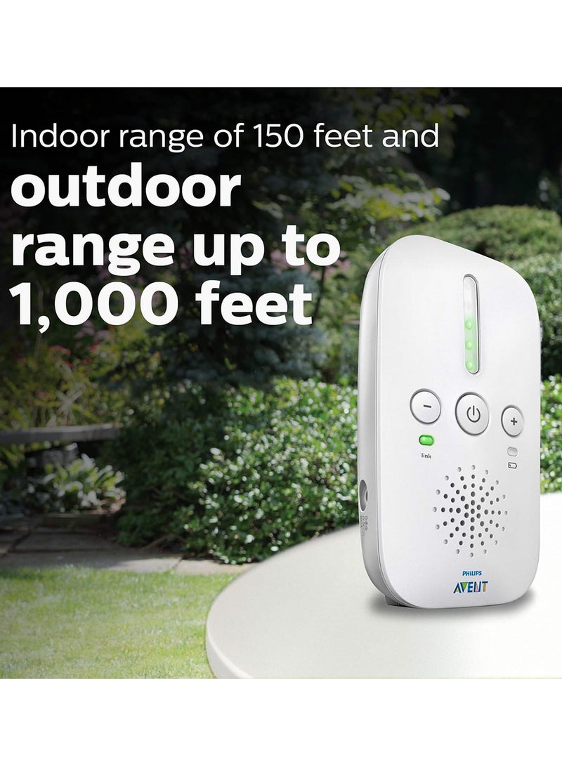 DECT Baby FHSS Audio Monitor With Crystal Clear Sound - White