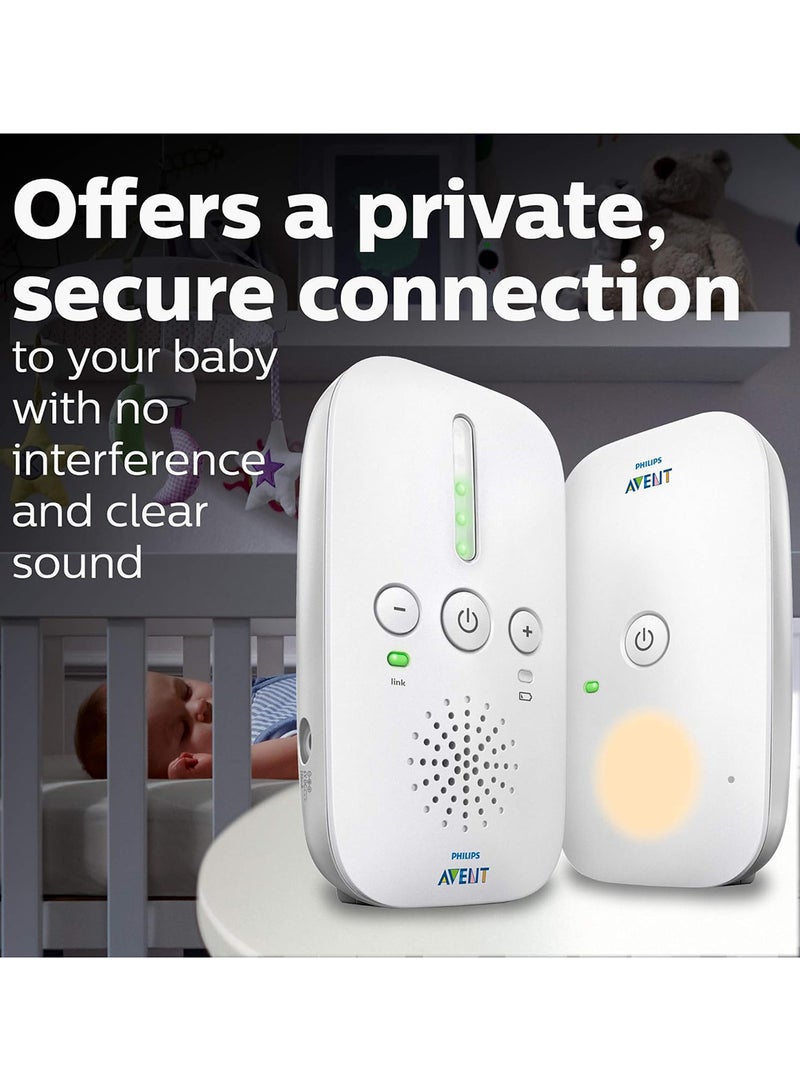 DECT Baby FHSS Audio Monitor With Crystal Clear Sound - White