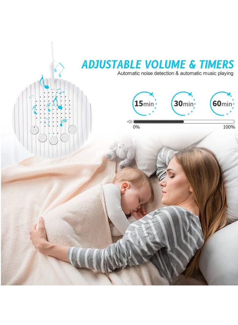 White Noise Machine, Sleep Sound Machine with 10 Soothing Nature Sounds Therapy Portable, Mini Sound Machine for Baby Kids Adults, USB Rechargeable Baby Sleep Machine with 3 Timer Memory Functions