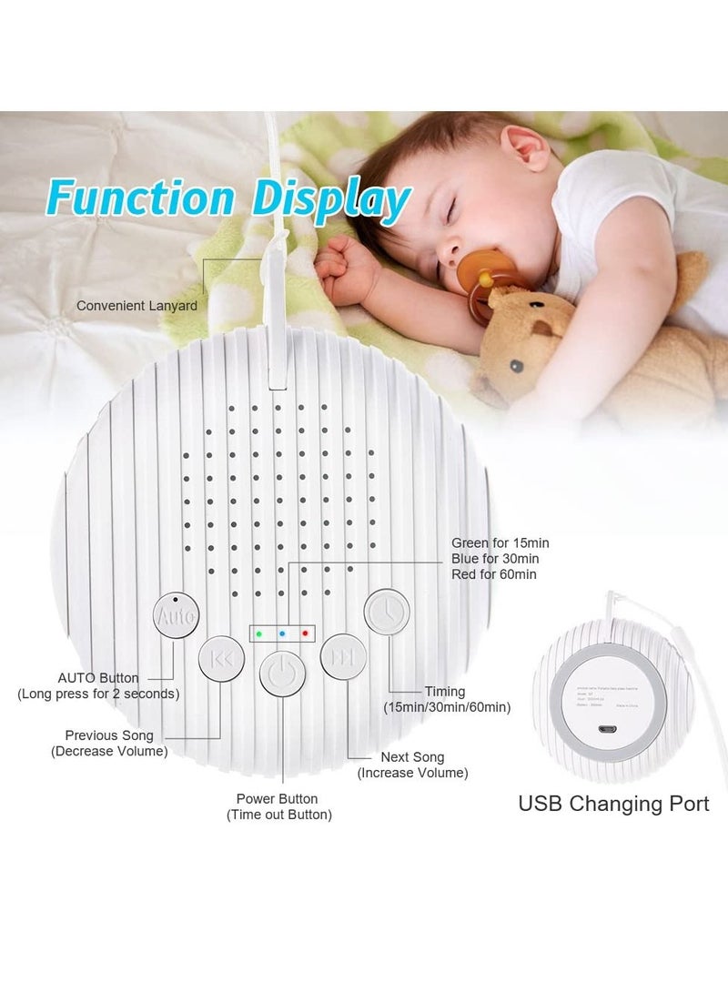 White Noise Machine, Sleep Sound Machine with 10 Soothing Nature Sounds Therapy Portable, Mini Sound Machine for Baby Kids Adults, USB Rechargeable Baby Sleep Machine with 3 Timer Memory Functions