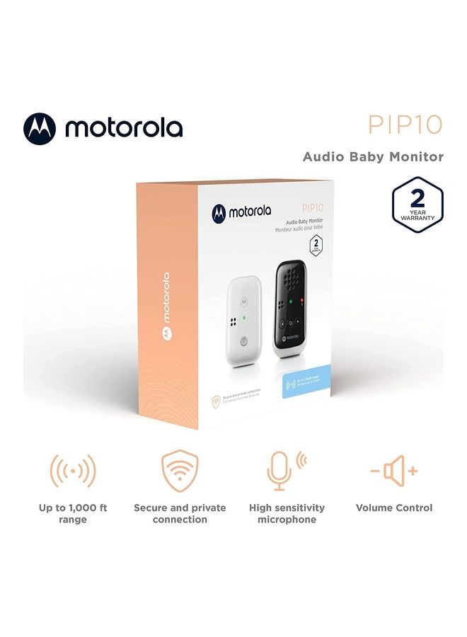 Audio Baby Monitor - Up To 300 Meter Range, Secure And Private Connection, High-Sensitivity Mic, Volume Control, Alert Detection Light, Portable Parent Unit (Outlet or AAA Battery - NOT Included)