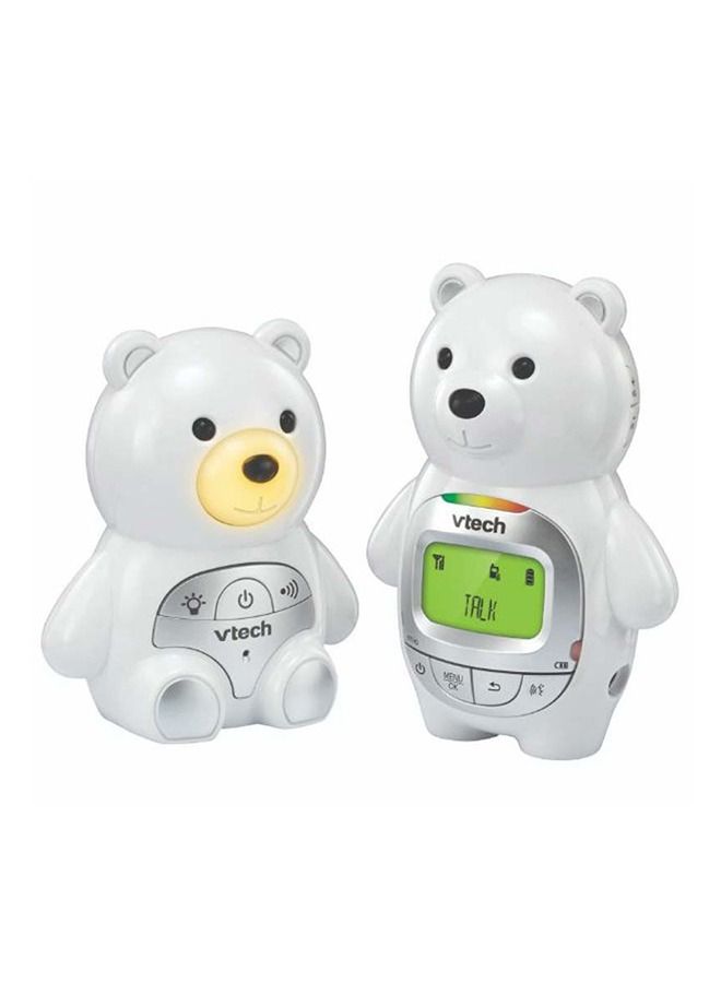 Baby Bear Digital Audio Monitor With Up To 1,000 Ft of Range Vibrating Sound Alert Talk Back Intercom Temperature Indicator Night Light Loop And Parent Unit - White