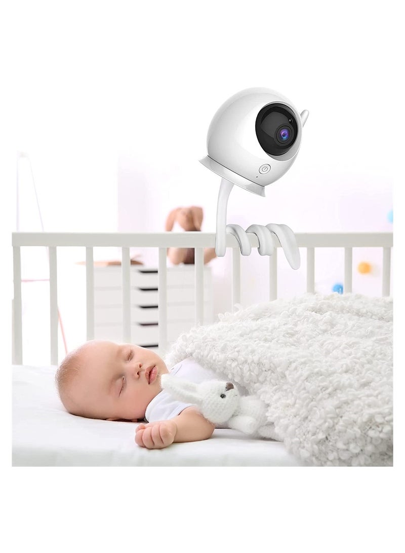 Baby Monitor Mount Shelf, Flexible Camera Stand for Nursery Baby Monitor Crib Holder, Compatible with Most Universal Monitors Camera, Versatile Twist Mount Without Tools or Wall Damage (White)