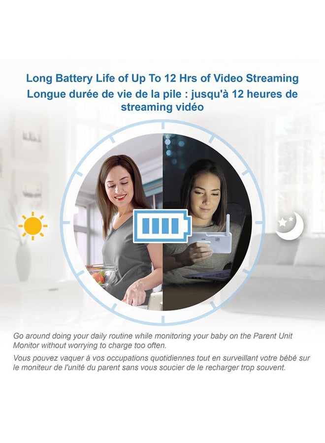 1080P Smart Wifi Remote Access 360 Degree Pan & Tilt Video Baby Monitor With 5” Highdefinition 720P Display Night Light White