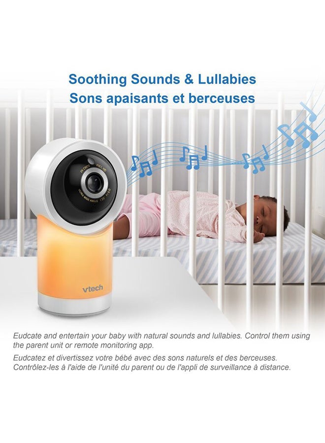 1080P Smart Wifi Remote Access 360 Degree Pan & Tilt Video Baby Monitor With 5” Highdefinition 720P Display Night Light White
