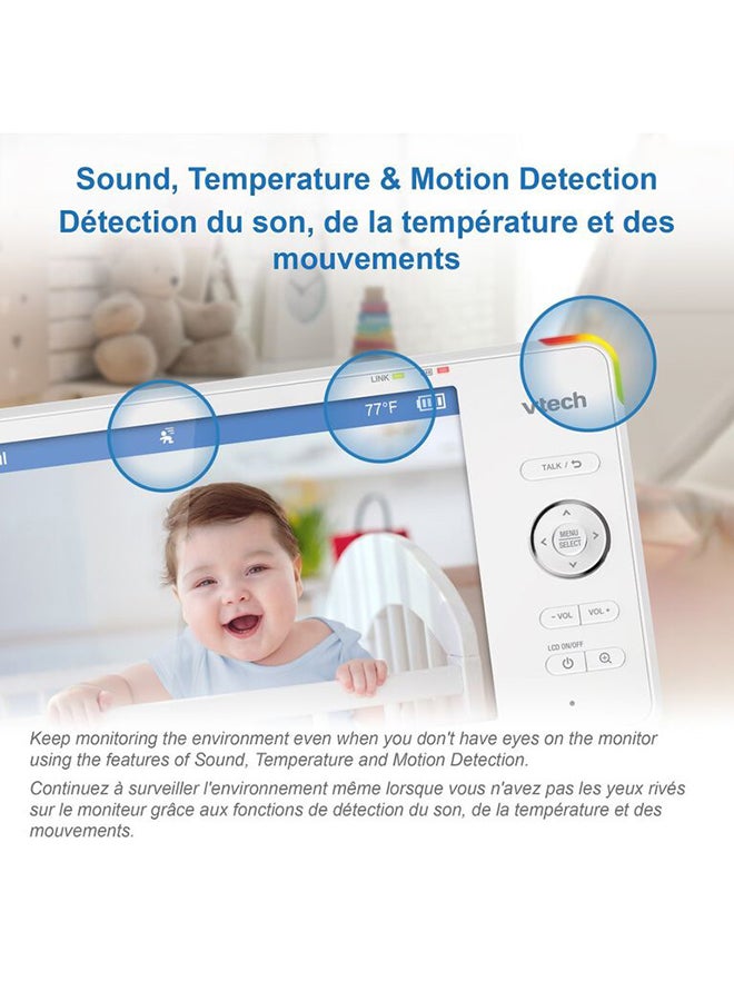 1080P Smart Wifi Remote Access 360 Degree Pan & Tilt Video Baby Monitor With 5” Highdefinition 720P Display Night Light White