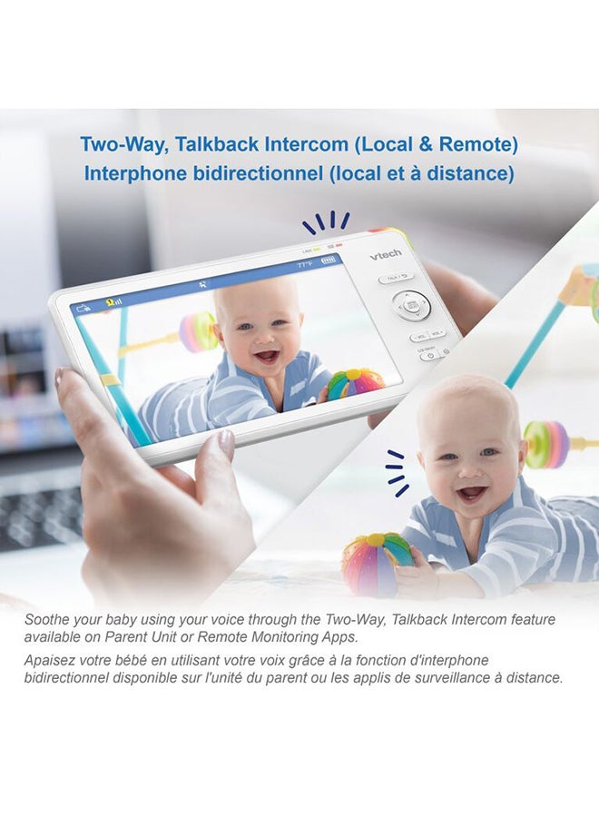 1080P Smart Wifi Remote Access 360 Degree Pan & Tilt Video Baby Monitor With 5” Highdefinition 720P Display Night Light White