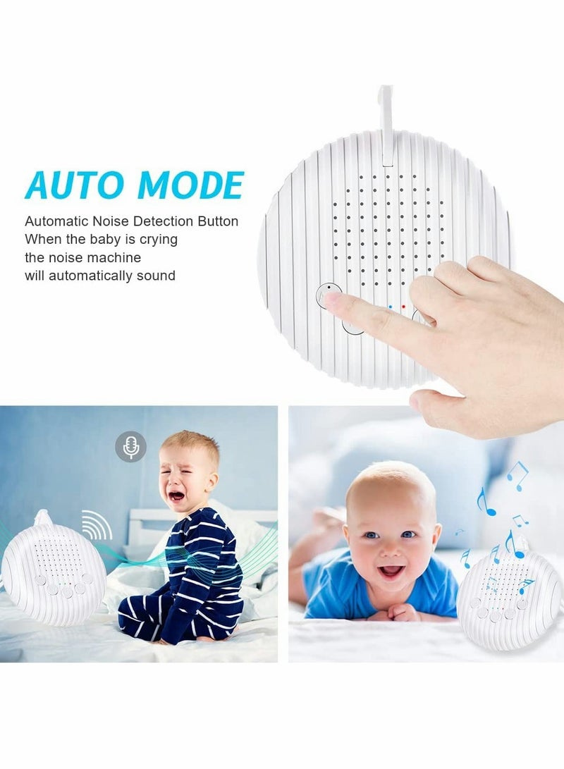 White Noise Machine, Sleep Sound Machine with 10 Soothing Nature Sounds Therapy Portable, Mini Sound Machine for Baby Kids Adults, USB Rechargeable Baby Sleep Machine with 3 Timer Memory Functions