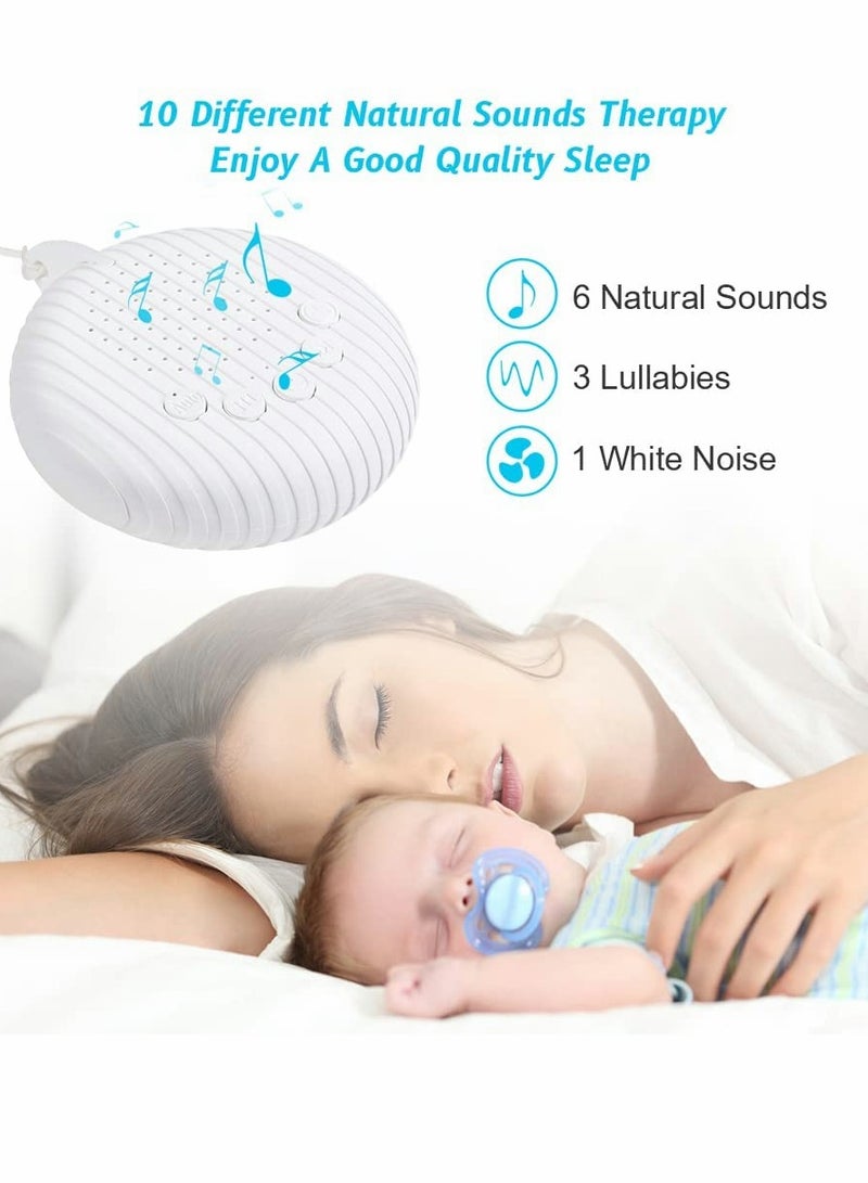 White Noise Machine, Sleep Sound Machine with 10 Soothing Nature Sounds Therapy Portable, Mini Sound Machine for Baby Kids Adults, USB Rechargeable Baby Sleep Machine with 3 Timer Memory Functions