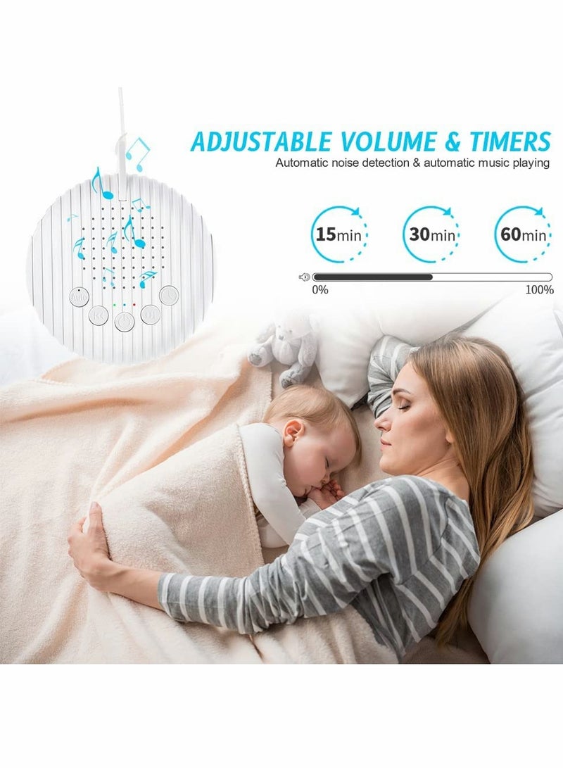 White Noise Machine, Sleep Sound Machine with 10 Soothing Nature Sounds Therapy Portable, Mini Sound Machine for Baby Kids Adults, USB Rechargeable Baby Sleep Machine with 3 Timer Memory Functions