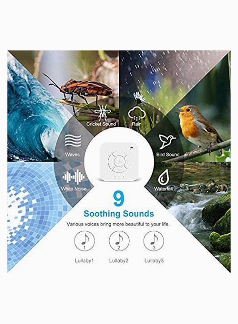 White Noise Sound Machine, High Fidelity 9 Natural and Soothing Sounds Machine, Sleep Sound Machine, Portable Sleep Sound Therapy Machine with Baby Soothing Night Light for Home, Baby, Travel