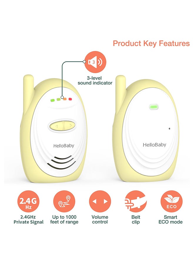 Audio Baby Monitor With Up To 1,000 FT Of Range, Sound Indicator, Digitized Transmission