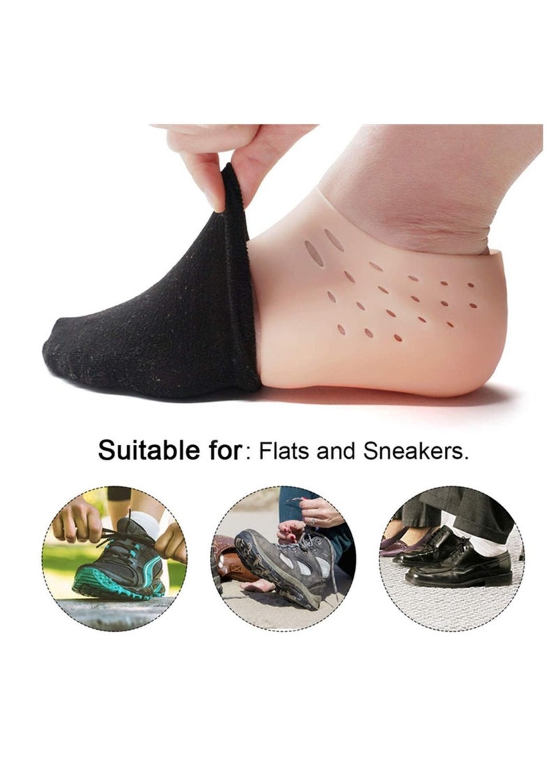 2 Pcs Invisible Height Increase Insole, Height Increase Socks Wearable Heel Cushion Inserts Shoe Soft Silicone Heel Lift Insole Leg Lengthen, for Men and Women 5.5 cm（Beige）