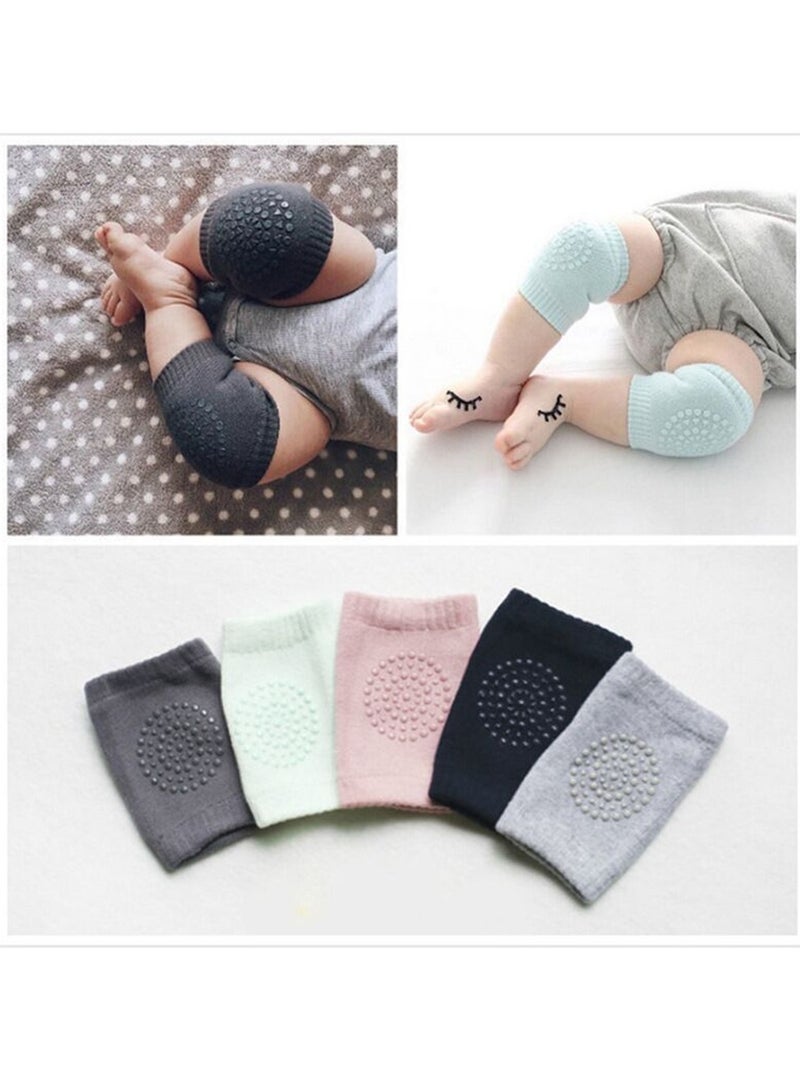8 pairs of baby knee pads pure cotton baby terry anti-slip crawling knee pads 12*9CM love dot socks