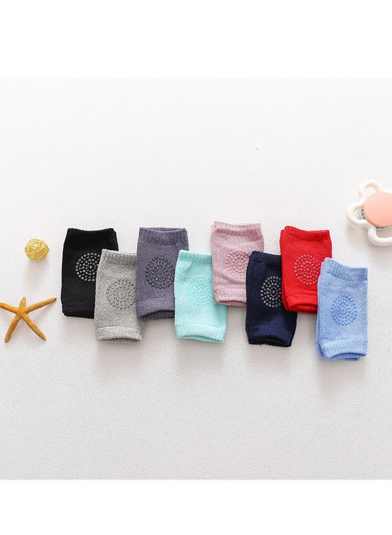 8 pairs of baby knee pads pure cotton baby terry anti-slip crawling knee pads 12*9CM love dot socks