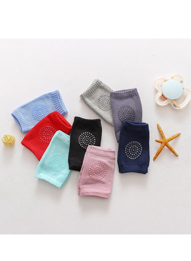 8 pairs of baby knee pads pure cotton baby terry anti-slip crawling knee pads 12*9CM love dot socks