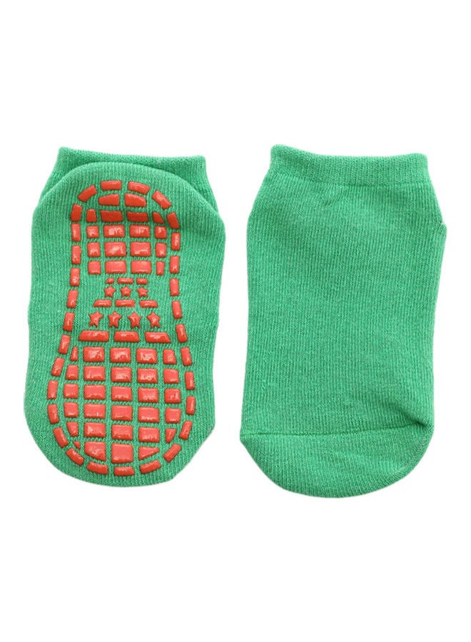 Solid Color Kids Girl Boy Anti Slip Breathable Elastic Sports Ankle Floor Socks Green