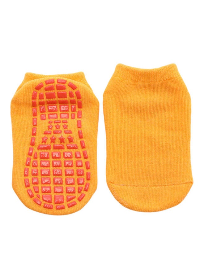 Solid Color Kids Girl Boy Anti Slip Breathable Elastic Sports Ankle Floor Socks Yellow