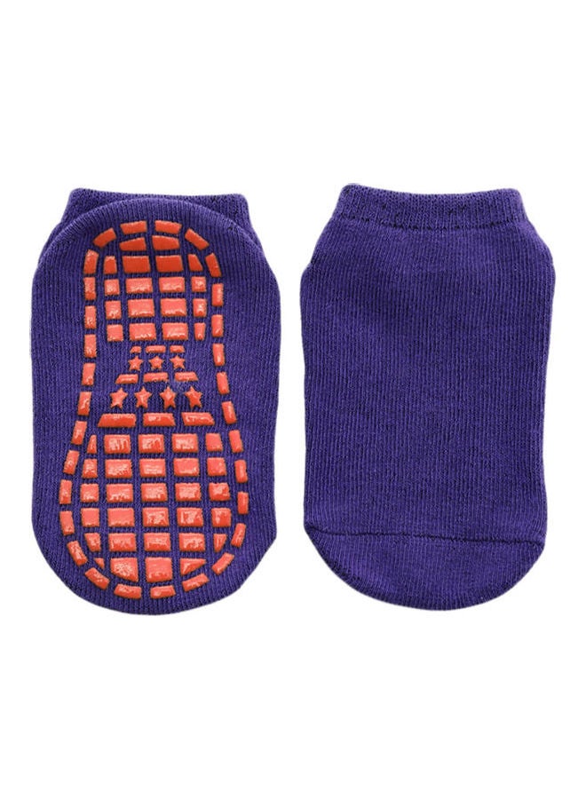 Solid Color Kids Girl Boy Anti Slip Breathable Elastic Sports Ankle Floor Socks Purple