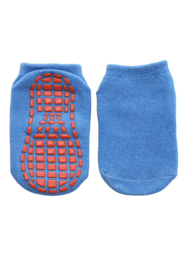 Solid Color Kids Girl Boy Anti Slip Breathable Elastic Sports Ankle Floor Socks Blue