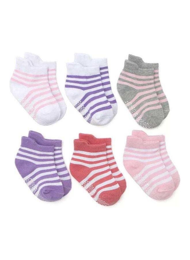 100% Cotton Antislip Socks Striped Multicolour